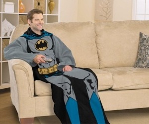 This man is surrounded by True Love. True Love looks like batman for this man.